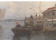 HST marine painting Wilhelm von Gegerfelt fishing huts Sweden boats 19th