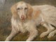 HST animal painting Nathalie Micas dog hunting spaniel golden frame nineteenth