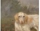 HST animal painting Nathalie Micas dog hunting spaniel golden frame nineteenth