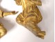 Pair carvings round-bump wood gilded cherubs angels cherub church XVII