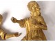 Pair carvings round-bump wood gilded cherubs angels cherub church XVII