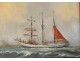 Small painting HSC portrait boat sailboat three-masted marine Uslet nineteenth