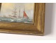 Small painting HSC portrait boat sailboat three-masted marine Uslet nineteenth