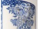 Earthenware pot Gien monochrome blue masks heads rams flowers nineteenth