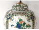 Lamp pot covered Chinese porcelain potiche flowers bronze birds nineteenth