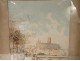 Watercolor view Toulouse quai banks Garonne Pont Neuf Convent Jacobins nineteenth