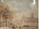Watercolor view Toulouse quai banks Garonne Pont Neuf Convent Jacobins nineteenth