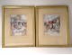 Watercolor pair elegant characters carriages Belle Epoque Izard nineteenth