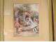 Watercolor pair elegant characters carriages Belle Epoque Izard nineteenth