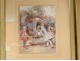 Watercolor pair elegant characters carriages Belle Epoque Izard nineteenth