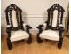 Pair large armchairs carved wood Italy Venice baroque grape vine nineteenth