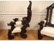 Pair large armchairs carved wood Italy Venice baroque grape vine nineteenth