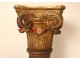 Large decorative column carved wood twisted capital seventeenth century