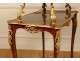 Louis XV tea table 2 trays inlaid bronze cubes Napoleon III nineteenth