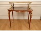 Louis XV tea table 2 trays inlaid bronze cubes Napoleon III nineteenth