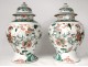 Pair Large China Enamel Pottery Green Family Kangxi XVIIIth Character