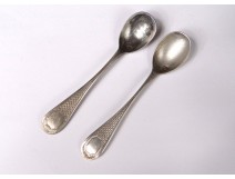 Pair of salt spoons solid silver Minerve 12gr Napoleon III nineteenth century