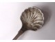 Solid silver salt spoon Minerva shell 4gr Napoleon III 19th century