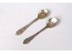 Pair of salt spoons solid silver Minerva goldsmith Noiret Art Nouveau XXth