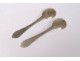 Pair of salt spoons solid silver Minerva goldsmith Noiret Art Nouveau XXth