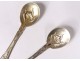 Pair of salt spoons solid silver Minerva goldsmith Noiret Art Nouveau XXth