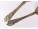 Pair of salt spoons solid silver Minerva goldsmith Noiret Art Nouveau XXth