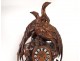 Large wooden carved pendulum Black Forest pheasant hen pheasant 75cm nineteenth