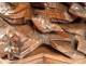 Large wooden carved pendulum Black Forest pheasant hen pheasant 75cm nineteenth
