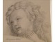 Charcoal drawing Cherub Putti prayer 19th