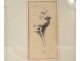 Set 6 drawings Mario Avati still life fan flowers characters twentieth