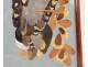 2 paintings collage feathers dried leaves owls Scarlet twentieth century