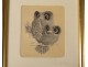 4 engravings prints Alain Jeanne Owls hulottes twentieth century