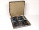 Set 24 knives ebony handle 6 blades silver ferrules shield XIXth