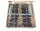 Set 24 knives ebony handle 6 blades silver ferrules shield XIXth