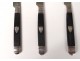 Set 24 knives ebony handle 6 blades silver ferrules shield XIXth