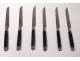 Set 24 knives ebony handle 6 blades silver ferrules shield XIXth