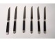 Set 24 knives ebony handle 6 blades silver ferrules shield XIXth