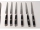 Set 24 knives ebony handle 6 blades silver ferrules shield XIXth