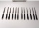 Set 24 knives ebony handle 6 blades silver ferrules shield XIXth