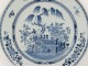 Large porcelain dish Company India China white-blue garden Kangxi XVIII