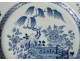 Large porcelain dish Company India China white-blue garden Kangxi XVIII