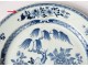 Large porcelain dish Company India China white-blue garden Kangxi XVIII