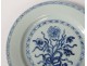 Porcelain hollow dish China India Company white blue flowers Kangxi eighteenth