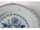 Porcelain hollow dish China India Company white blue flowers Kangxi eighteenth