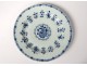 Porcelain hollow dish China India Company white blue flowers Kangxi eighteenth