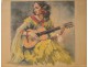 Etching &quot;The Gypsy with a Guitar&quot; Van Caulaert 20th