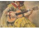 Etching &quot;The Gypsy with a Guitar&quot; Van Caulaert 20th
