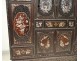 Cabin cabinet carved wood mother of pearl Indochina Vietnam characters boats 19th