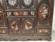 Cabin cabinet carved wood mother of pearl Indochina Vietnam characters boats 19th