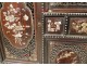 Cabin cabinet carved wood mother of pearl Indochina Vietnam characters boats 19th